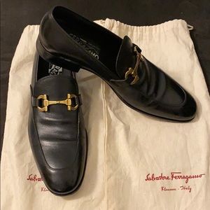 Black with gold dress shoes